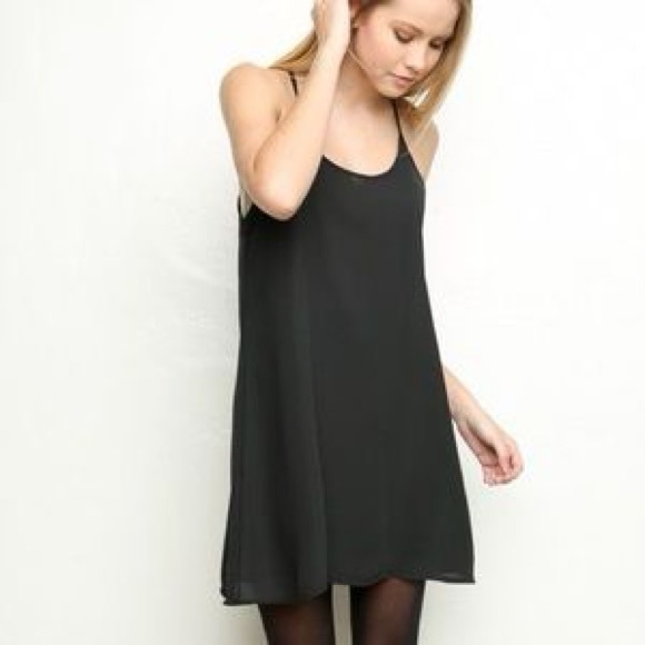 Brandy Melville John Galt Black Sheer Tie Back Slip Mini Dress size Small EUC - Picture 2 of 10